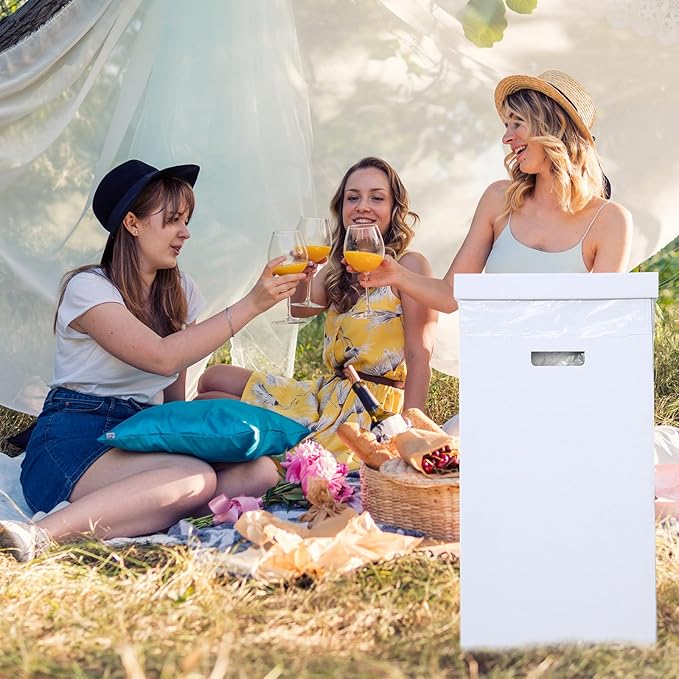 3 Pcs Cardboard Trash Cans with Lid Disposable and Reusable Corrugated Cardboard Trash Cans Recycling Bins Bulk with 6 Garbage Bags White Rubbish Boxes for Parties Events(40 Gallon)