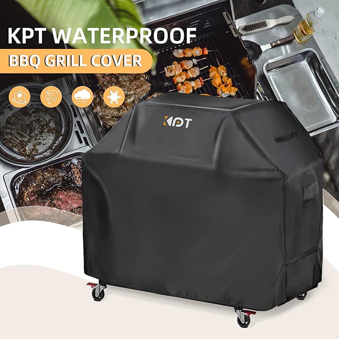 KPT 52 Inch Grill Cover for Outdoor Grill - Heavy Duty Waterproof 420D BBQ Cover with Hook, Air Vent, Buckle - Gas Grill Cover, UV & Fade Resistant, BBQ Grill Cover for Weber, Nexgrill, Char Broil
