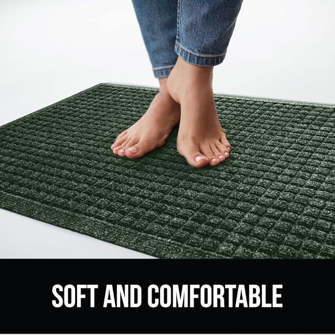 GORILLA GRIP Front Door Mat, 47x35, Indoor Outdoor Ultra Absorbent HydroAbsorb Doormat, Absorbs Up to 6 Cups of Water, Stain and Fade Resistant, Rubber Backing Doormats, Captures Dirt, Green
