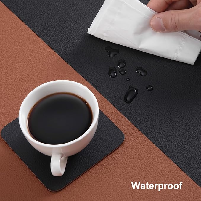 Myir JUN Table Runner Double Sided Vinyl Runner Table 94 Inch Long Runner for Table Washable Waterproof Non-Slip for Home Decorations Black Brown,12 x 94 inch