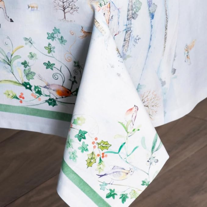 Maison d' Hermine Table Cloth Rectangle Table 100% Cotton 60 x 120 Inches Fall Tablecloth Reusable Everyday Use for Thanksgiving Christmas Decorations Dining Farmhouse Party (Snowy World)