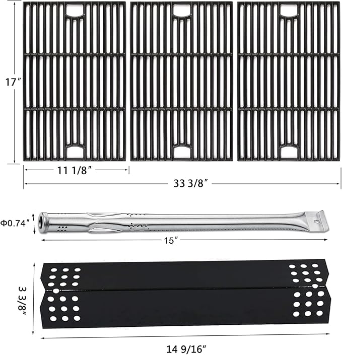 Hisencn Grill Parts Kit for Home Depot Nexgrill 6 Burner 720-0896E, 720-0896B, 720-0896C Gas Grill, Stainless Steel Grill Burners, Heat Plates Tent Shields Flame Tamers, Cooking Grates Grid