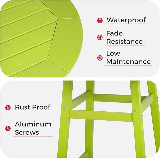 Costaelm Patio Bistro Table, 42" Counter Height Round Patio Cocktail Bar Table with Umbrella Hole, Outdoor Bistro Dining Pub Table for Front Porch Deck Backyard Garden, Lime