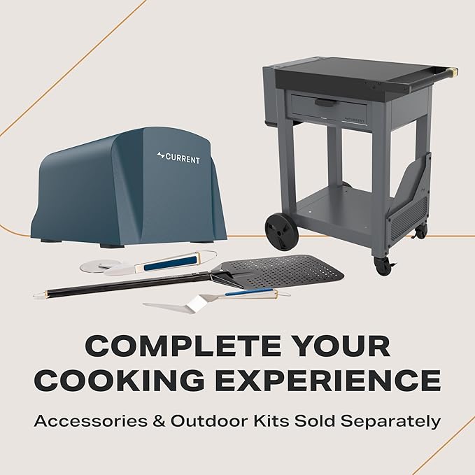Current Model P Smart Electric Pizza Oven, 12-Inch, 850°F Max, 8 Cooking Modes, App Connectivity for Temperature Monitoring & Custom Cooking Times, Compact for Indoor & Outdoor Use, Beige