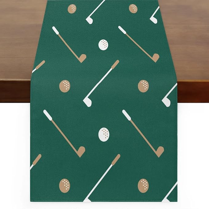 Golf Club Golf Ball Table Runner Kitchen Dining Table Runner 13*60in Table Center Decor for Indoor Outdoor Home Holiday Party