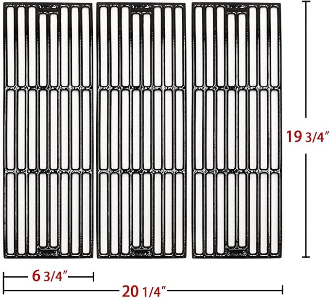 Hongso Grill Parts for Chargriller 5050, 5650, 3001, 3008, 3030, 4000, 5072, 5252, King Griller 3008, 5252, Cast Iron Grill Grates Heat Plates Burners and Hanger Brackets Included