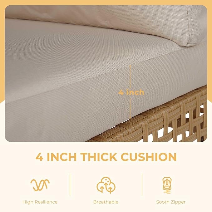 Grand patio 11-Piece Wicker Patio Furniture Set with Lift Top Coffee Storage Table, Outdoor Conversation Set Sectional Sofa with Water Resistant Thick Cushions, Cream