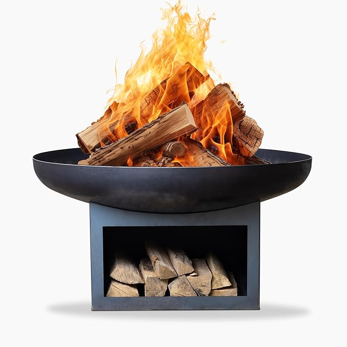 Fire Pit Bighorn 31.5" Outdoor Fire Bowl, Steel Firepit for Patio, Backyard & Garden (31.5" Bighorn)