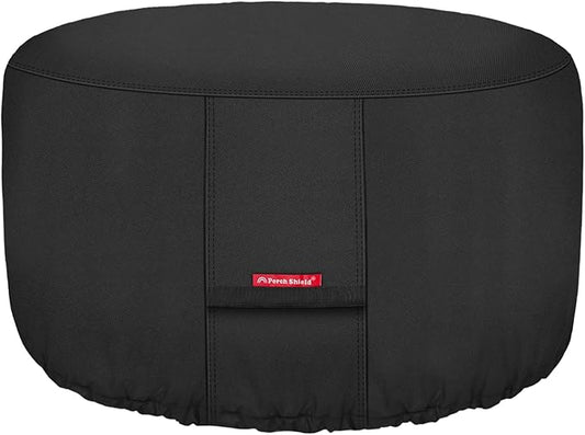 Porch Shield Fire Pit Cover - Waterproof 600D Heavy Duty Fade Resistant Round Patio Fire Bowl Cover Black - 48 inch