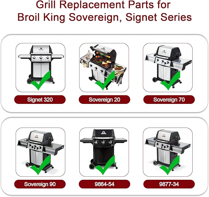 Hiorucet Grill Parts for Broil King 9468-54, 9468-57, 95693, 9864-54, 9864-57, 9868-54, 9868-57, 9868-74, Signet 320, Sovereign 20 70 90 90S, Grill Grates and Heat Plates for Broil King Gas Grill
