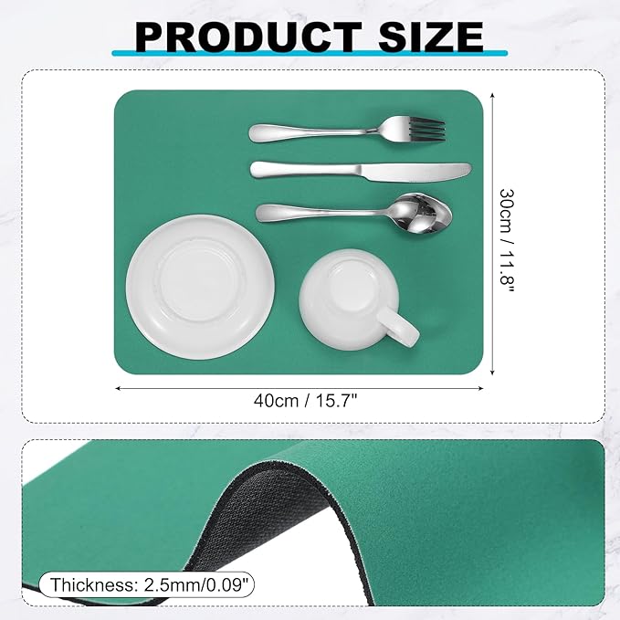 uxcell Silicone Mats for Kitchen Counter, 15.7" x 11.8" Non-Slip Countertop Protector Mat Heat Resistant Coffee Mat Waterproof Table Placemat, Green