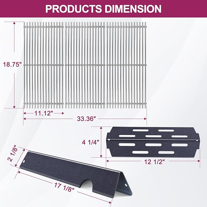 Grill Grate and Flavorizer Bars Heat Deflector Grill Parts for Weber Genesis 2 GS4 Grates 66089 66097, Weber Genesis II E-410, E-435, S-435, SE-410,for Weber 66041, 66033, 66796 Parts