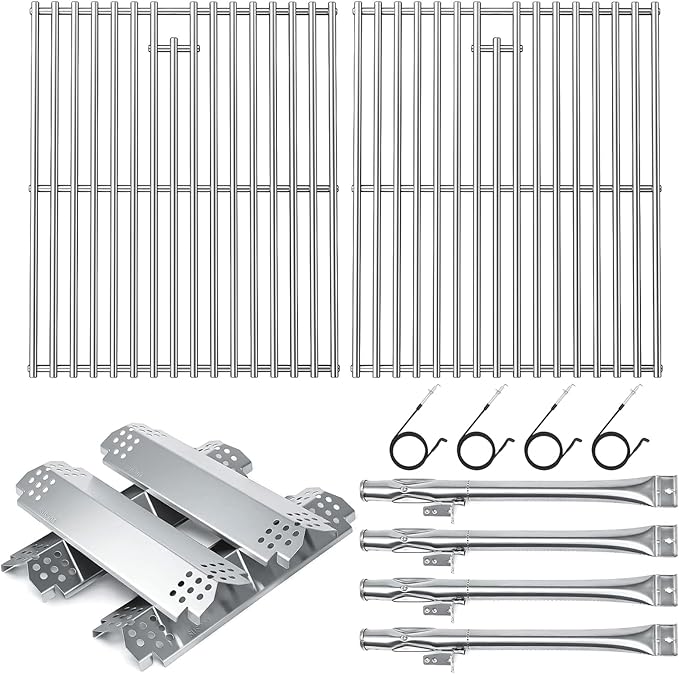 Hisencn Grill Parts for Home Depot Nexgrill 4 Burner 720-0830H, 720-0830D, 720-0783E Gas Grill Models, 304 Stainless Steel Grill Burner, Heat Plate, Cooking Grates Grill Replacement Kit