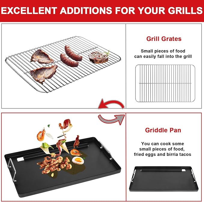 Full-Size Griddle Inserts for Charbroil Classic 360 3 Burner Gas Grill 463742418 463773817 463773917, Flat Top Grill Griddle for Charbroil American Gourmet Classic Series 465735621 463773717
