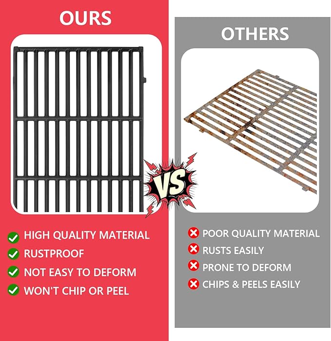 7524 7528 Grill Grates for Weber Genesis 300 310 330 Series Genesis E310 S310 E320 S320 E330 S330 EP330 EP310 E315 EP/CEP310 EP/CEP320 EP/CEP330 Grills Parts(2007-2016), 19.5" Cast Iron Cooking Grids