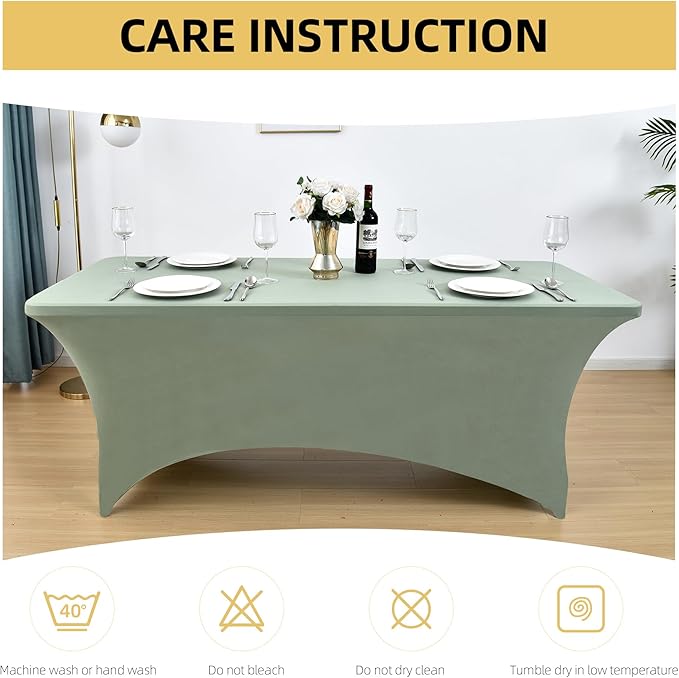 10-Pack 6ft Spandex Table Covers for Rectangle Standard Folding Tables - Wrinkle Resistant Stretch Tablecloths - Ultimate Fitted Table Protector for Parties, Banquet, Wedding