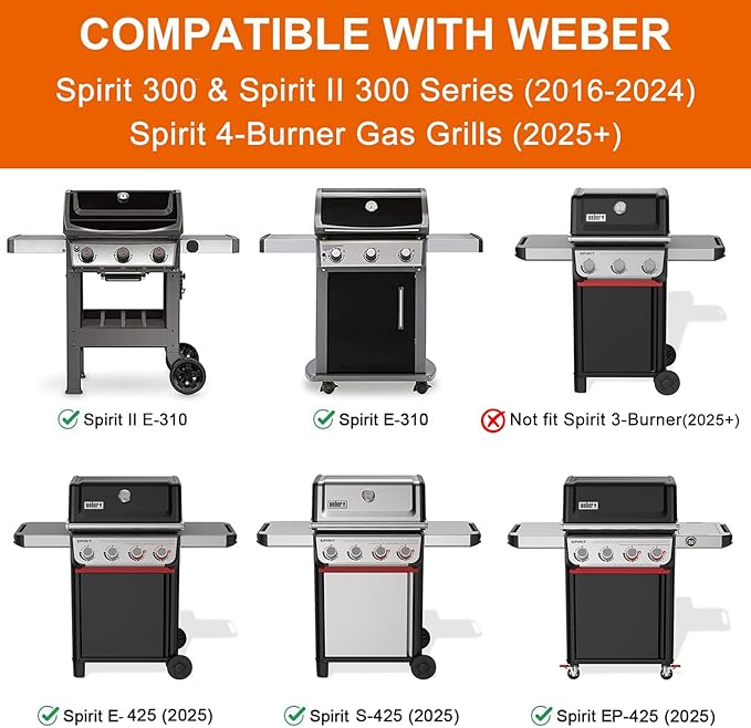 Full-Size Griddle Inserts for Weber Spirit 300 & Spirit II 300 Series Grills, Flat Top Griddle for Weber Spirit I & II E-310 E-320 S-310 S-320, Grill Griddle Replace for 6787