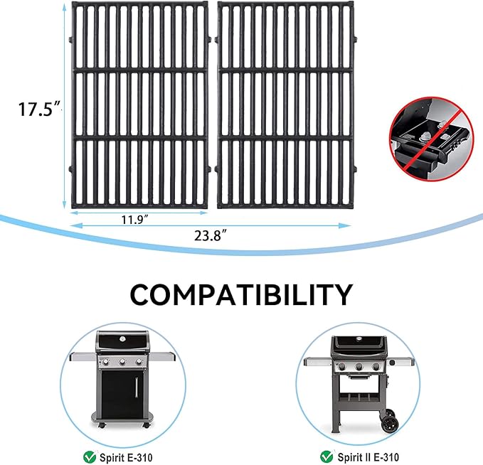 17.5 Inch 7638 Cooking Grates for Weber Spirit & Spirit II 300 Spirit E/S 310 E/S 320 E/S 330 SP-320, Spirit 700 Genesis 1000-3500 Genesis Gold Silver Platinum B/C Gas Grill 7639 Replacement Parts