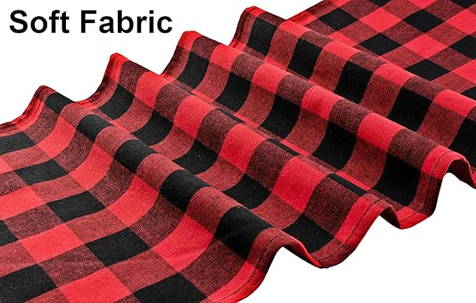 8 Pack Buffalo Check Table Runners Plaid Table Runner for Christmas Dinner, Lumberjack Party, Outdoor or Indoor Gatherings Table Home Decorations (Red & Black, 72inches)