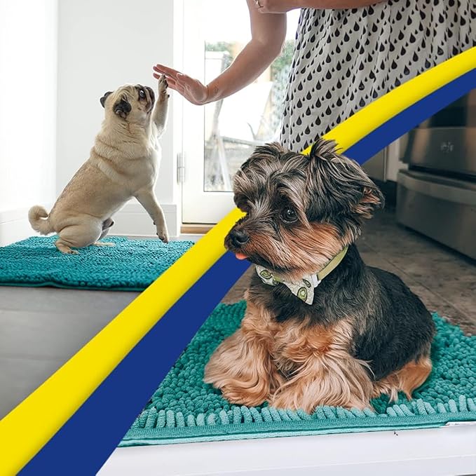 Muddy Mat® | Super Absorbent Door Mat Indoor, Microfiber Quick Dry Chenille Entryway Rug, Non-Slip Front Door Mat, Indoor Mats for Entryway, Machine Washable Pet Rug, Teal 36" x 120"