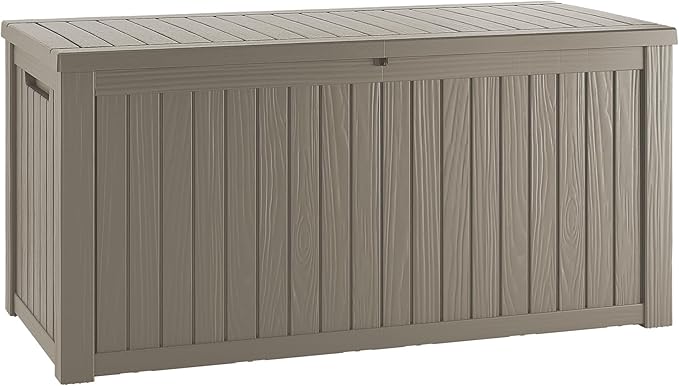 180 Gallon Large Resin Outdoor Storage Deck Box, for Patio Cushions, Garden Tools, Sports Equipment, and Pool Supplies, Lockable & Waterproof (Brown)