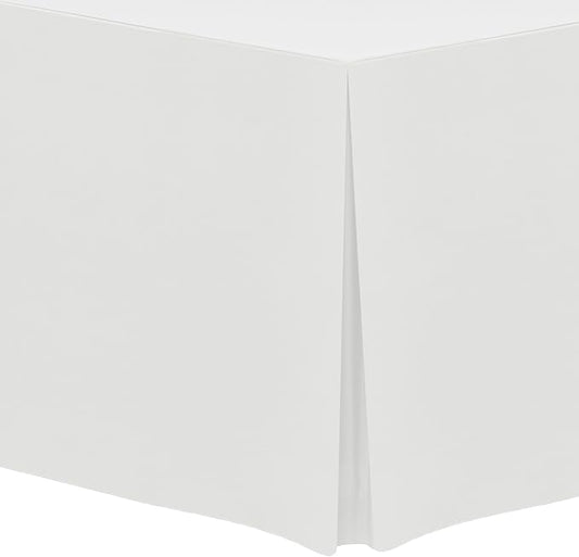 Ultimate Textile -2 Pack- 5 ft. Fitted Polyester Tablecloth - Fits 30 x 60-Inch Banquet and Folding Rectangular Tables - 42" H, White