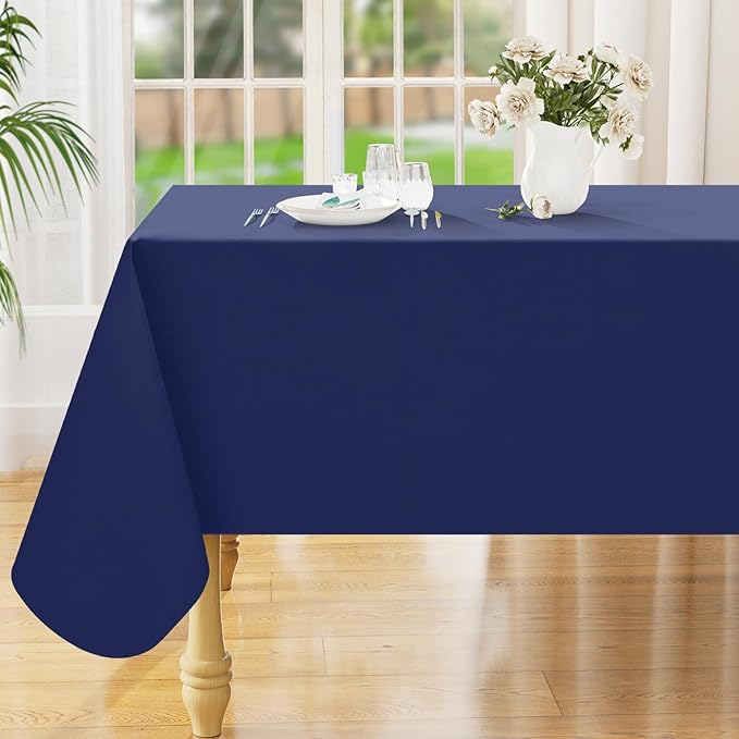 Smiry Square Table Cloth 60x60 Inch, Waterproof Wipeable Vinyl Tablecloths Protector, Oil Spill Proof Plastic Table Cover for Dining, Picnic, Camping, Outdoor, Navy