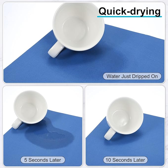 uxcell Silicone Mats for Kitchen Counter, 35.4" x 23.6" Non-Slip Countertop Protector Mat Heat Resistant Coffee Mat Waterproof Table Placemat, Blue