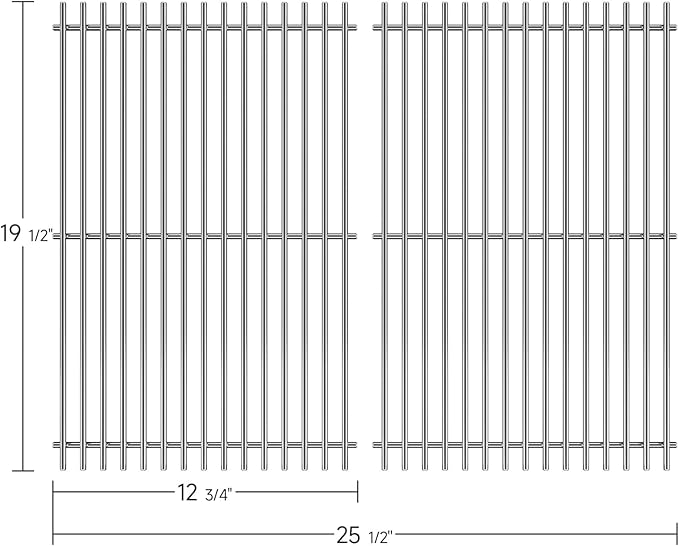 2Pack 19.5'' Stainless Steel Cooking Grill Grates Replacement for Weber Genesis 300 Series, Genesis E310 E320 E330 S310 S320 S330, Replacement Parts for Weber 7528/7524