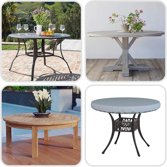 Covers & All Round Table Top Cover, 18 Oz Heavy Duty Waterproof UV & Weather Resistant Patio Table Cover, Outdoor Table Cover for Patio Outdoor Furniture & Coffee Table (41" Dia x 4 H Inches, Gray)