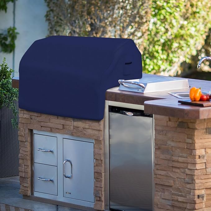 Covers & all Built-in Outdoor Grill Cover, Durable 12 Oz Waterproof Cover Max Material with Air Pocket & Elastic for Snug Fit (57" W x 27" D x 26" H Inches, Blue)