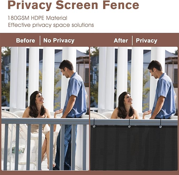 Sunny Guard Customized 2'6''x23' Black Balcony Privacy Screen,90% Shade Apartments Fence Cover,Heavy Duty Mesh Windscreen for Deck,Outdoor,Backyard,Patio