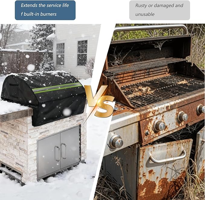 Built in Grill Cover for Lynx 42-Inch - Heavy Duty 600D Waterproof with Reflective Strips and Plush Lining, Protects The Built in Grill While Enhancing its Visual Appeal,25.5" L x42 W x26 H,Black