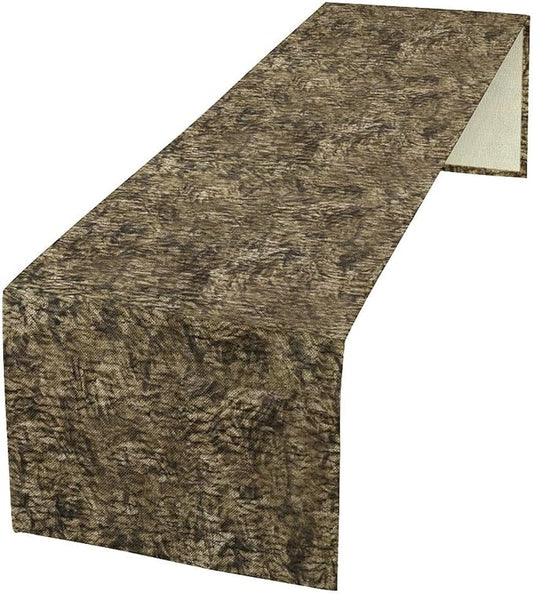 Forest Tree Bark Table Runner, Retro Camo Rustic Country Old Trunk Wood Table Runner for Home Kitchen Outdoor Party 13x108in