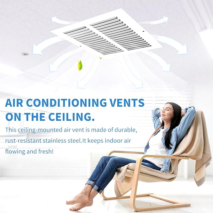 10x10 Vent Cover (Duct Opening Size), Air Return Vent Cover, AC Vent Cover, Cold Air Return Vent Cover, Flat Return Air Grilles, Outer Dimensions:11.75"W x 11.75"H (10"Wx10"H, Duct Opening)