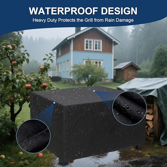 44 Inch Fire Pit Cover Square, outdoor fireplace cover with Air Vent and Drawstring, Strong Tear Resistant & Waterproof Fit for 41-44 Fire Pit / Table