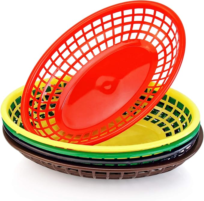 New Star Foodservice 44171 Fast Food Baskets, 9 1/4-Inch x 6-Inch Oval, Set of 36, Red