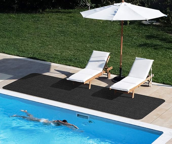 House, Home and More Indoor Outdoor Double-Ribbed Carpet Runner with Skid-Resistant Rubber Backing - Smokey Black - 4 Feet x 10 Feet