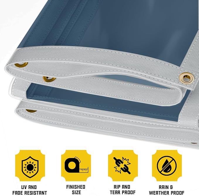 Core Tarps 30 Mil Extreme Heavy Duty Clear Tarp with Gromments - 20x24ft Super Clear Tarps Heavy Duty Waterproof Vinyl Tarpaulin, Transparent Tarp for Outdoor, Camping & Construction, Clear Blue