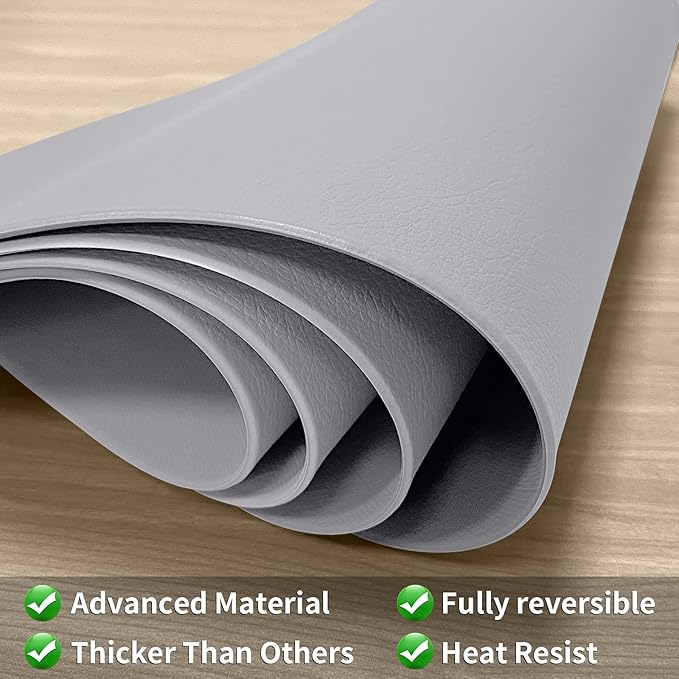 Herda Placemats Set of 4 for Dining Table Mats Place Mats Grey Leather Placemats Set of 4,Wipeable Washable Place Mats for Kitchen Dining Patio Table Heat Resist Easy to Clean Grey Table Mats