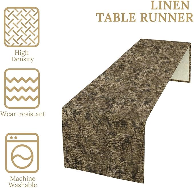 Forest Tree Bark Table Runner, Retro Camo Rustic Country Old Trunk Wood Table Runner for Home Kitchen Outdoor Party 13x120in