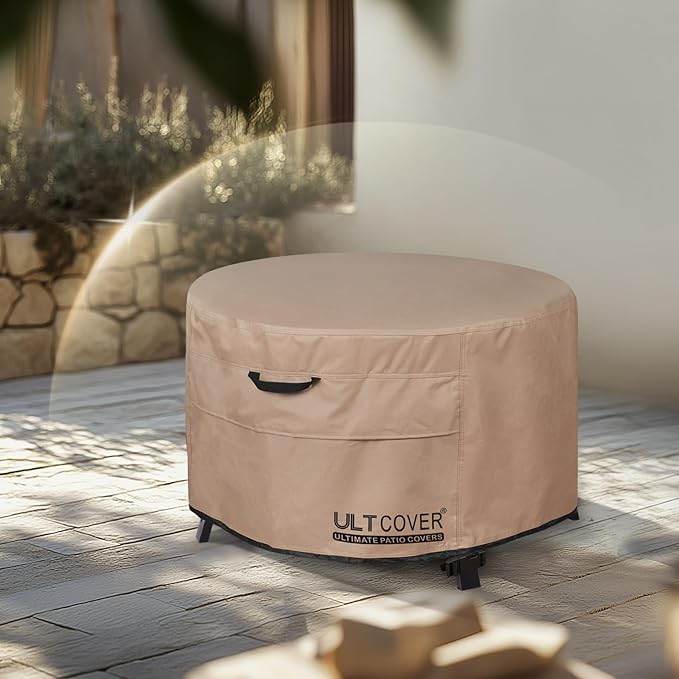 ULTCOVER Patio Fire Pit Table Cover Round 50 inch Outdoor Waterproof Fire Bowl Cover