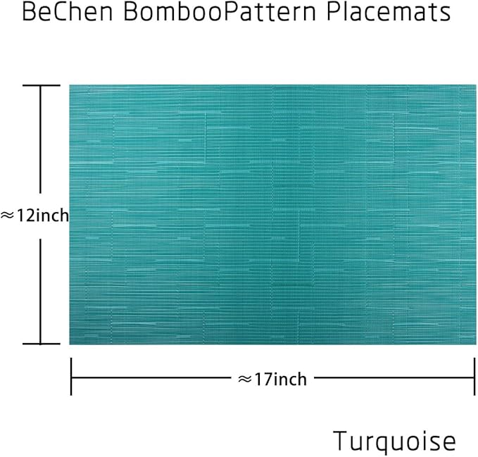 Vinyl Placemats,Washable Table Mats Easy to Clean Woven Placemats for Dining Table Set of 4(Cyan Blue)