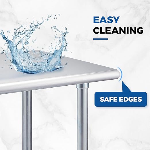 Profeeshaw Stainless Steel Prep Table 24x24 Inch NSF Commercial Work Table with Undershelf Heavy Duty Table for Kitchen Restaurant Home Hotel