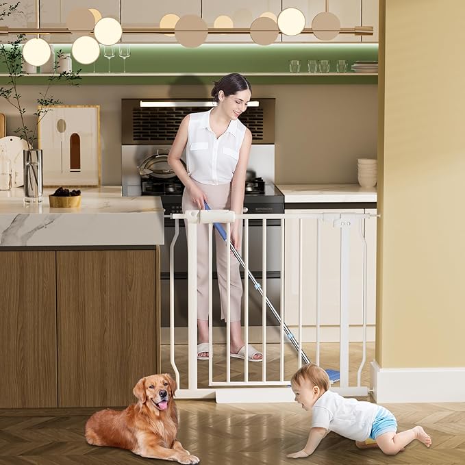 Extra Wide Baby Gate for Doorways Stairs Living Room Pressure Monuted Walk Through Safety Gate for Kids or Pets Dogs 62 Inch to 67 Inch Wide with Extensions