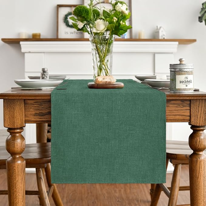 Artoid Mode Forest Green Table Runner, Seasonal Christmas Spring Washable Kitchen Dining Table Decoration for Home Party Decor 13x60 Inch