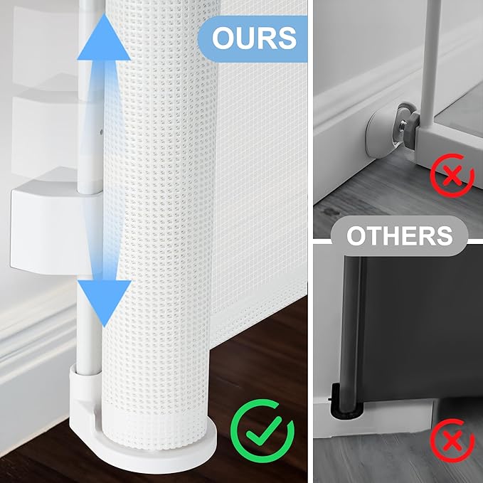 55 inches Retractable Baby Gate, 34 inches Tall Extra Wide Pet Gate for Stairs, Hallways and Doorways, Indoor Outdoor Safety Gate for Toddlers & Small Dogs, White