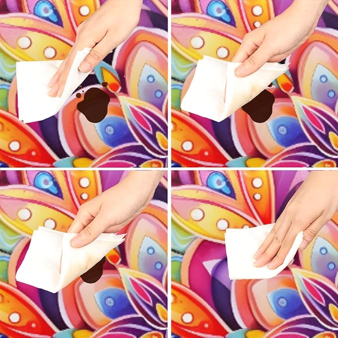 Floral Colorful Bright Vintage Round Table Cloth Cover, Elastic Edge Waterproof Wipeable Tablecloths 36"-42" Polyester Tablecloth for Party Restaurant Banquet Holiday Camping Outdoor Picnic