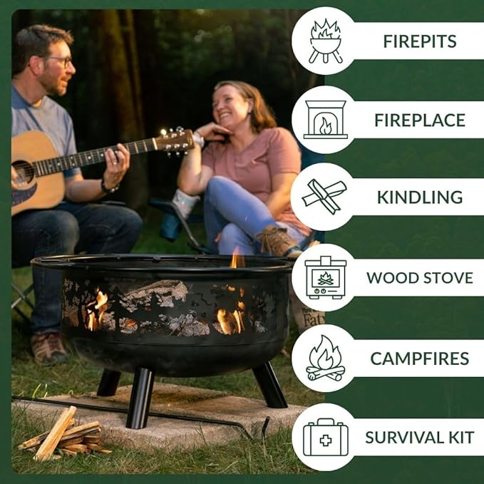 Plow & Hearth 25 LBS Fatwood Fire Starter Sticks Organic Kindling, Easy Ignition Fat Wood, All Natural Firestarters for Fire Pit, Wood Stoves, Fireplaces, Campfires, Bonfires, BBQ