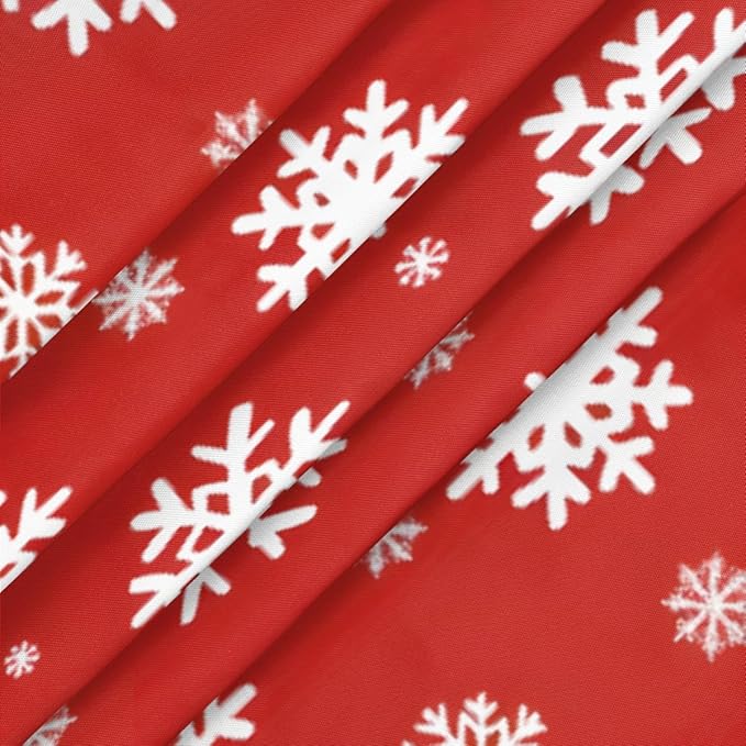 Christmas Snowflake Red White Round Table Cloth Cover, Elastic Edge Waterproof Wipeable Tablecloths 36"-42" Polyester Tablecloth for Party Restaurant Banquet Holiday Camping Outdoor Picnic